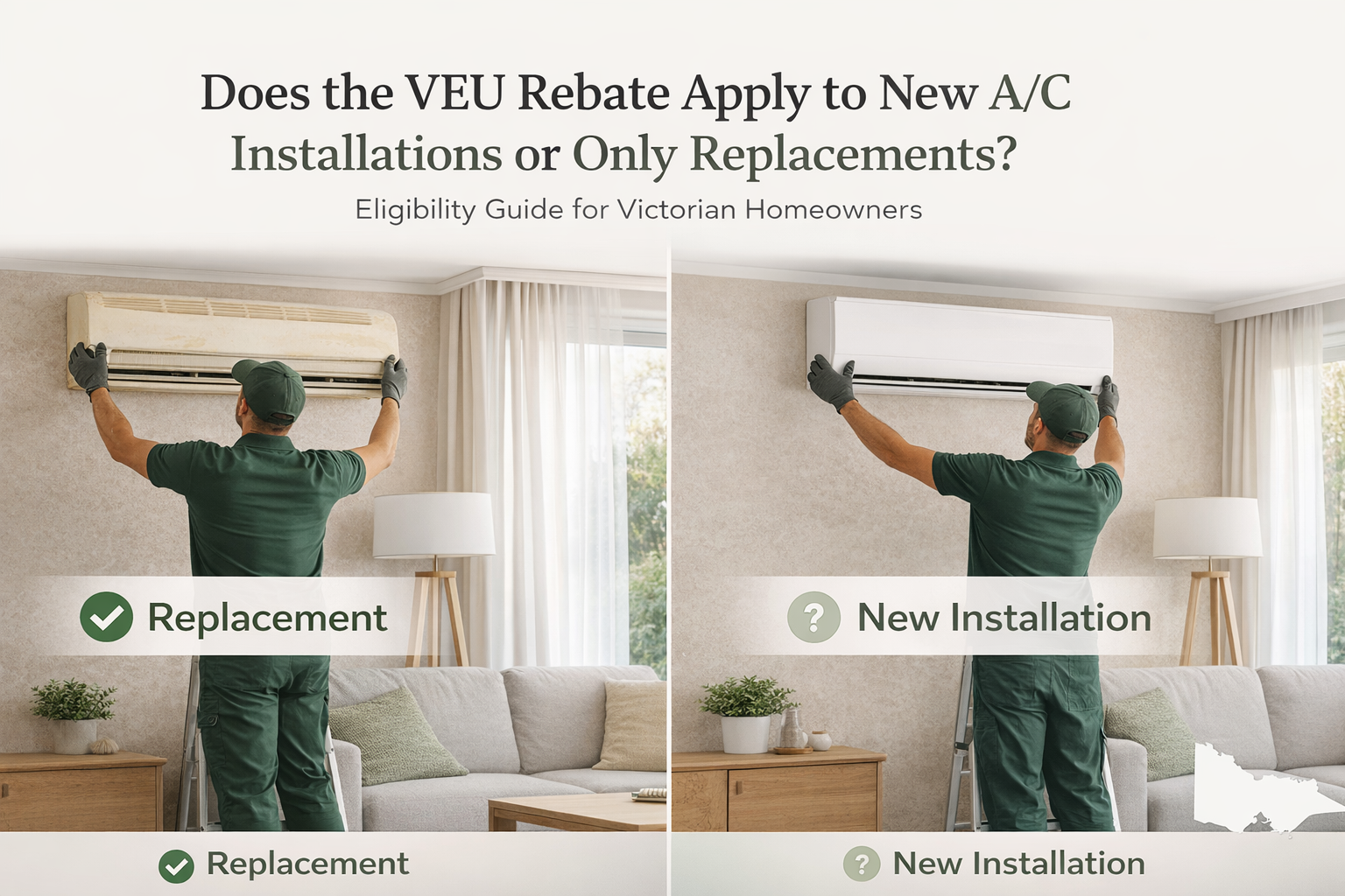 Does the VEU Rebate Apply to New A/C Installations or Only Replacements?